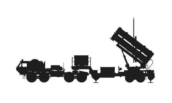 mim-104 patriot anti-aircraft missile system. rocket weapon and army symbol. vector image for military web design