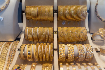 Gold jewelry for sale at a Souk in the Middle East