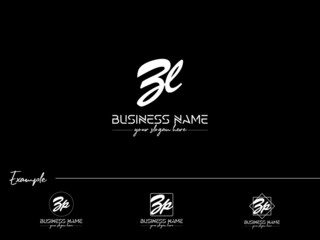 Handwriting ZL Logo, Feminine Zl lz Signature Black Logo Letter Vector Icon Design For Business or Brand - obrazy, fototapety, plakaty