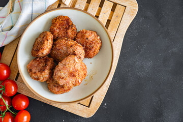 cutlet grilled meat pork, beef, lamb, chicken fresh healthy meal food snack diet on the table copy space food background rustic top view
