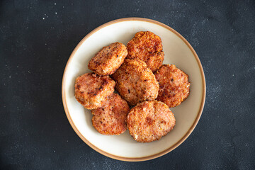 cutlet grilled meat pork, beef, lamb, chicken fresh healthy meal food snack diet on the table copy space food background rustic top view