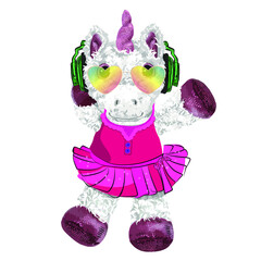 Dancing unicorn plush toy. Can be used for t-shirts or advertising. - 497978474