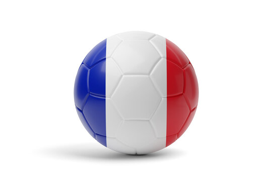 Soccer ball with the colors of the France flag. 3d illustration.
