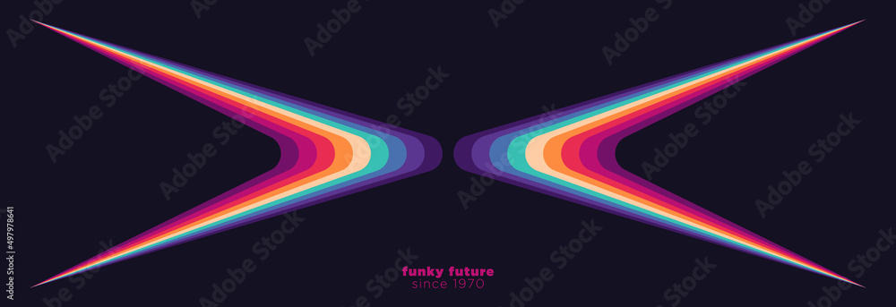 Poster simple abstract 1970's background design in futuristic retro style with colorful elements. vector il