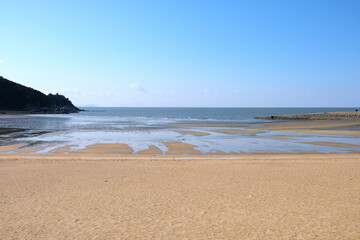Fototapeta na wymiar Eurwangni Beach. South Korea sea landscape. 