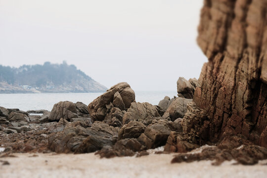 Eurwangni Beach. South Korea sea landscape.
