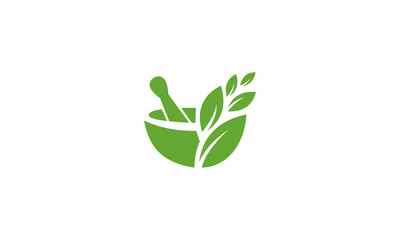 organic vector logo bowl and leaf
