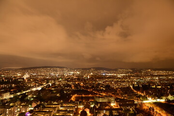 Fototapeta na wymiar Panorama of the city of Zurich at night from the city