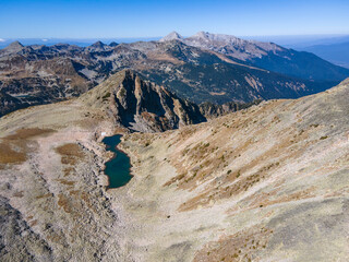 Aerial view of Pirin Mountain near Polezhan Peak, Bulgaria