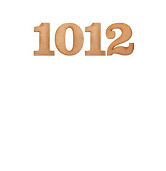 Number 1012 in wood, isolated on white background