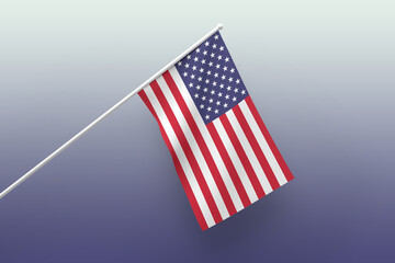 3d illustration. A beautiful view of United States flag on a gradient background.