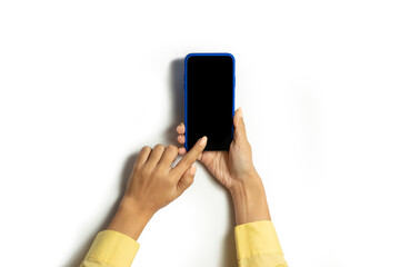 Women's hands on the smartphone screen