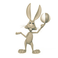 rabbit cartoon is holding a basketball