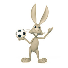 rabbit cartoon is holding a soccer ball