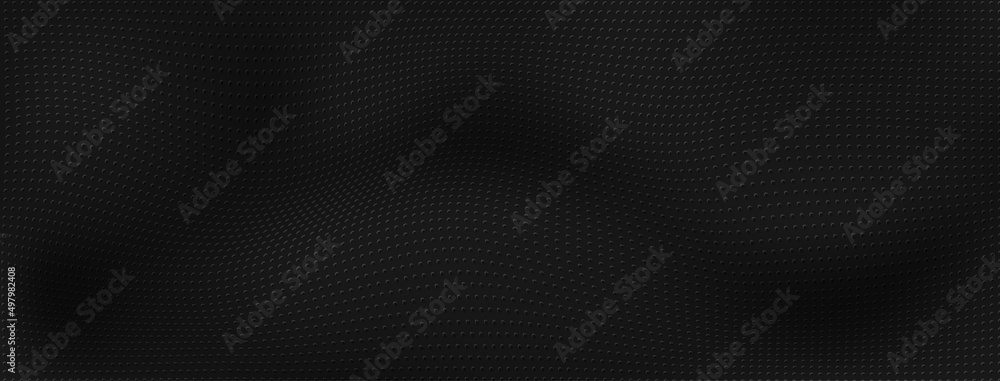 Wall mural abstract halftone background with curved surface made of small dots in black colors