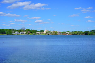 Landscape of lake Morton in city center of lakeland Florida	
