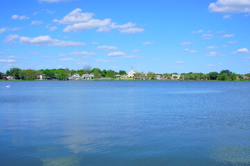 Landscape of lake Morton in city center of lakeland Florida	
