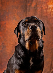 Portrait of beautiful adult male rottweiler dog
