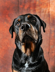 Portrait of beautiful adult male rottweiler dog
