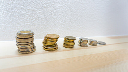 World coins piled up on the table_15