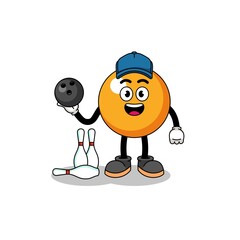 Mascot of ping pong ball as a bowling player