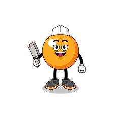 Fototapeta premium Mascot of ping pong ball as a butcher