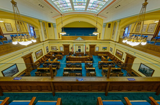 The Senate Chamber Of The State Capitol In Cheyenne, Wyoming, USA - July 25, 2014