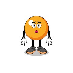 ping pong ball cartoon illustration with sad face