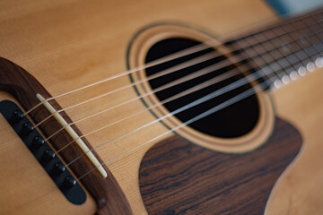 Fototapeta premium acoustic guitar close up