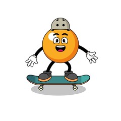 ping pong ball mascot playing a skateboard