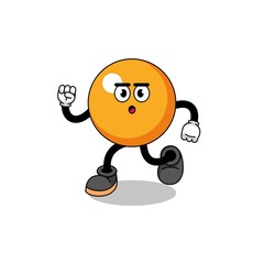 running ping pong ball mascot illustration