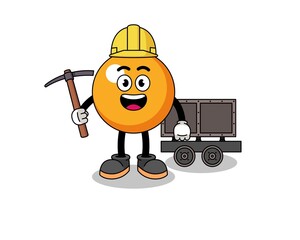Mascot Illustration of ping pong ball miner