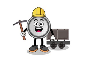 Mascot Illustration of button cell miner