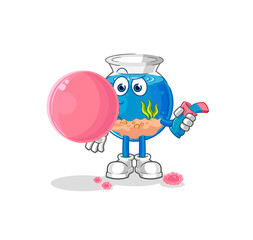 fish bowl chewing gum vector. cartoon character
