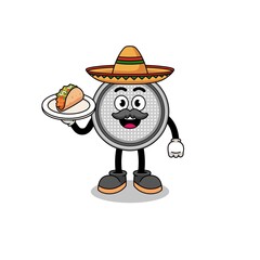 Character cartoon of button cell as a mexican chef