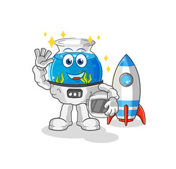 fish bowl astronaut waving character. cartoon mascot vector