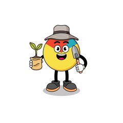 Illustration of chart cartoon holding a plant seed