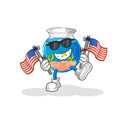 fish bowl american youth cartoon mascot vector