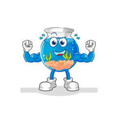 fish bowl muscular cartoon. cartoon mascot vector