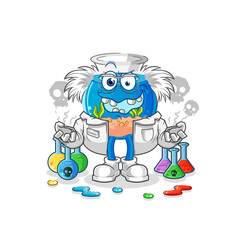 fish bowl mad scientist illustration. character vector
