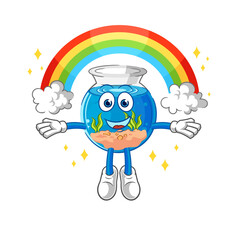 fish bowl with a rainbow. cartoon vector