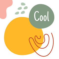 Doodle fun banner template for social media posts, stores, blogs, sale sticks, and so on. Abstract square vector banner template with hand-drawn abstract art shapes. 