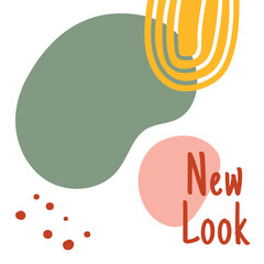 Doodle fun banner template for social media posts, stores, blogs, sale sticks, and so on. Abstract square vector banner template with hand-drawn abstract art shapes. 