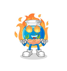 fish bowl on fire mascot. cartoon vector