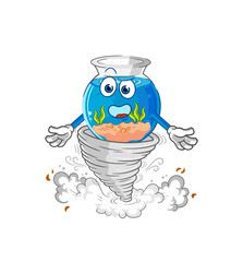 fish bowl in the tornado cartoon character vector
