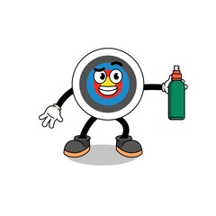 Fototapeta premium archery target illustration cartoon holding mosquito repellent