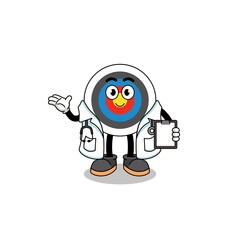 Fototapeta premium Cartoon mascot of archery target doctor