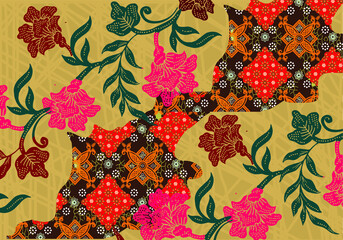 Indonesian batik motifs with very distinctive patterns. exclusive backgrounds. Vector Eps 10 - obrazy, fototapety, plakaty