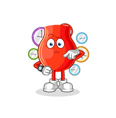 uvula with wristwatch cartoon. cartoon mascot vector