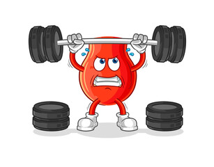 uvula lifting the barbell character. cartoon mascot vector